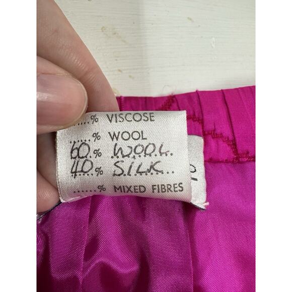 bruce oldfield Skirt Vintage Designer Pink Pattern Lined Wool Silk Blend Pencil - Picture 8 of 11